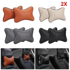 2Pcs Car Seat Head Neck Rest Leather Support Cushion Pad HeadRest Bone Pillow UK