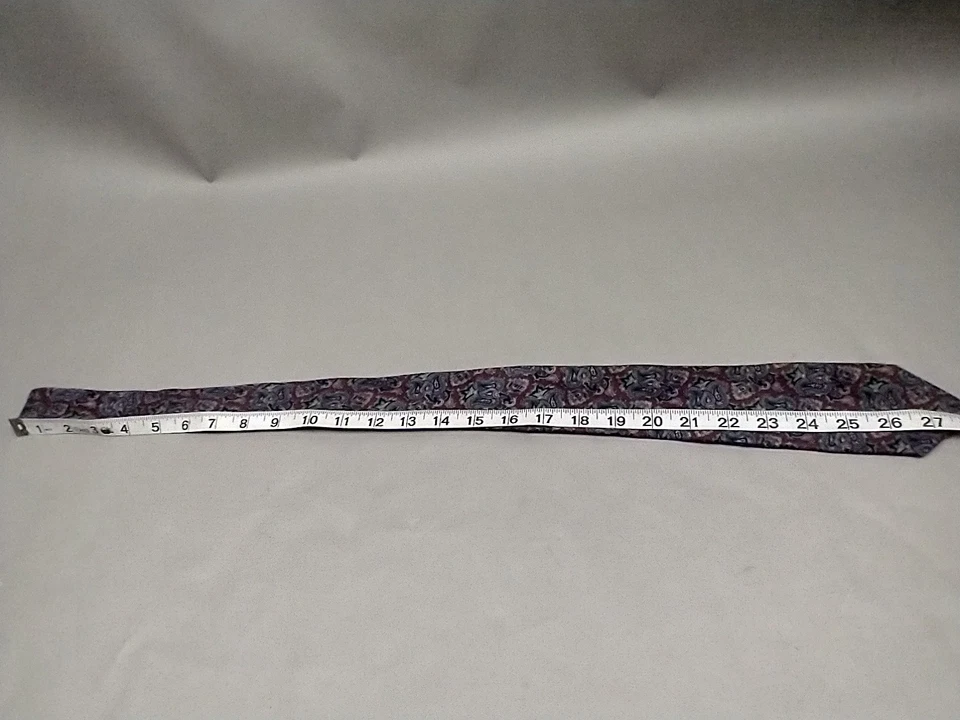 Corbata Geométrica Envoy Vintage Verde Granate Cachemira 100% Seda Hecha en EE. UU. 56x3 Foto 4 de 4