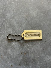 COACH Vintage Brass Tone Metal Hang Tag Purse Replacement Charm Bronze 1.5  x.5  