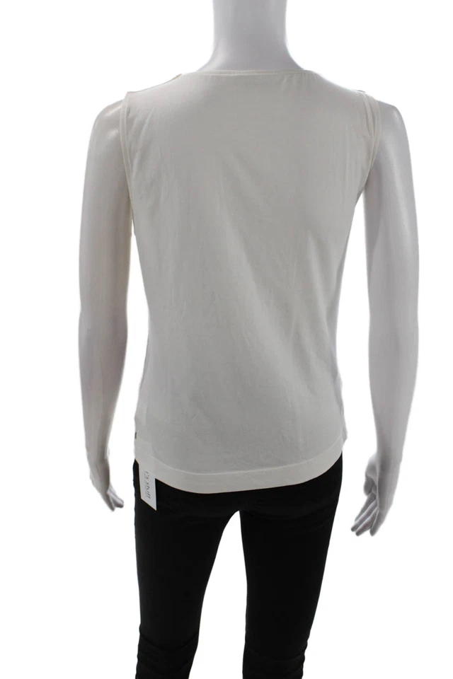 Camiseta sin mangas Akris Punto para mujer cuello cuadrado blanca mezcla de algodón talla 8 Foto 3 de 4