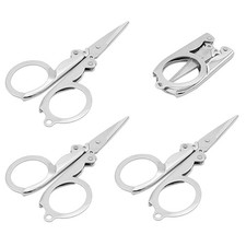 4 Pcs Stainless Steel Folding Mini Portable Travel Scissors, Small Compact Fo...