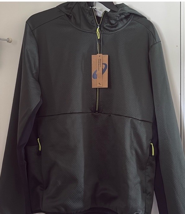 ASICS Men's Knit Grid Fleece 1/4 Zip Pullover Hoodie Size Small