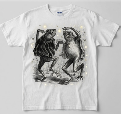 Dancing Frog Stars Vintage T-Shirt - Retro Y2K Chaotic Frog Tee