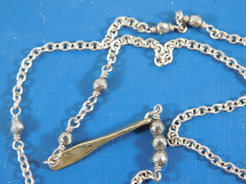 Colar corrente WAXING POETIC prata esterlina latão hematita LUME 28" - Imagem 4 de 4