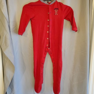 St Michael Marks Spencer Paddington Bear Red Footed Pajamas 2-3 Years 