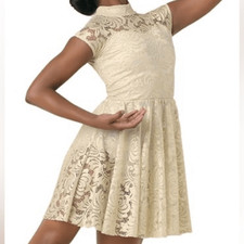 WEISSMAN Dance ballet lyrical white gold lace costume MY DESTINY 10124 SA adlt