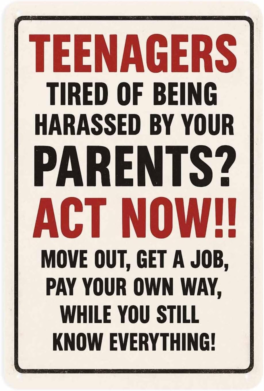 Teenagers Tired of Parents Vintage Tin Metal Signs Print Aesthetic Room Decorati