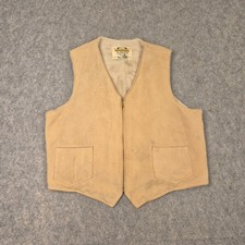 Vintage 70s Deerskin Vest 46 Brown Sherpa Lined Western Hunting Suede Leather
