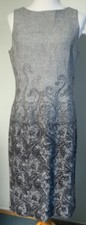 Talbots Sheath Dress Midi Dress 10 Gray Black Paisley Wool Blend Tweed Career