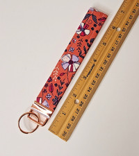 pink floral Keychain - 100 Cotton Fabric - Short Lanyard - Wrist Lanyard