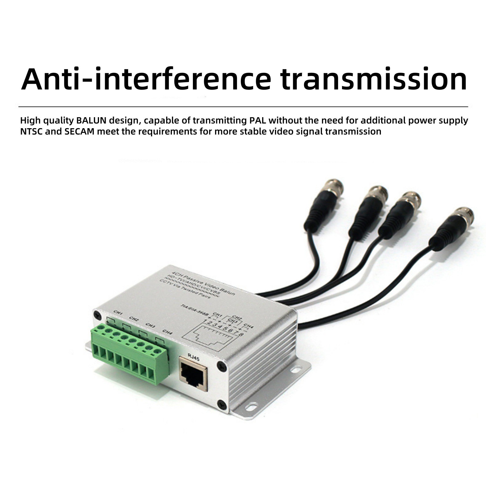 4CH Twisted Pair Transmitter Coaxial HD Passive Video Balun For Video Monitoring