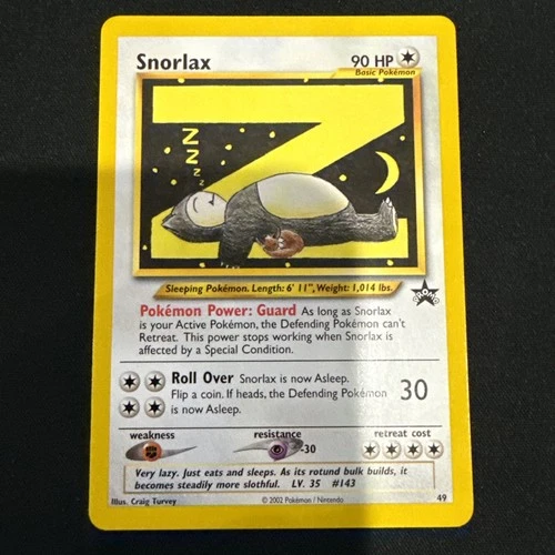 Pokemon TCG Snorlax Card Black Star Promo, Regular Card 49/53 WOTC NM