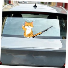 Reflective Cartoon Cat Rear Window Wiper Sticker Waterproof Cute Smiling Cat