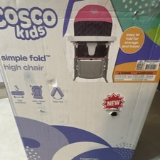 Cosco Simple Fold High Chair Pink Foldable Easy-Clean Seat 3 Tray HC225HGC