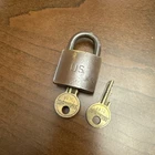 WW2 Era US Padlock w/ 2 Keys American USA Lock Numbered 3144 Military Brass