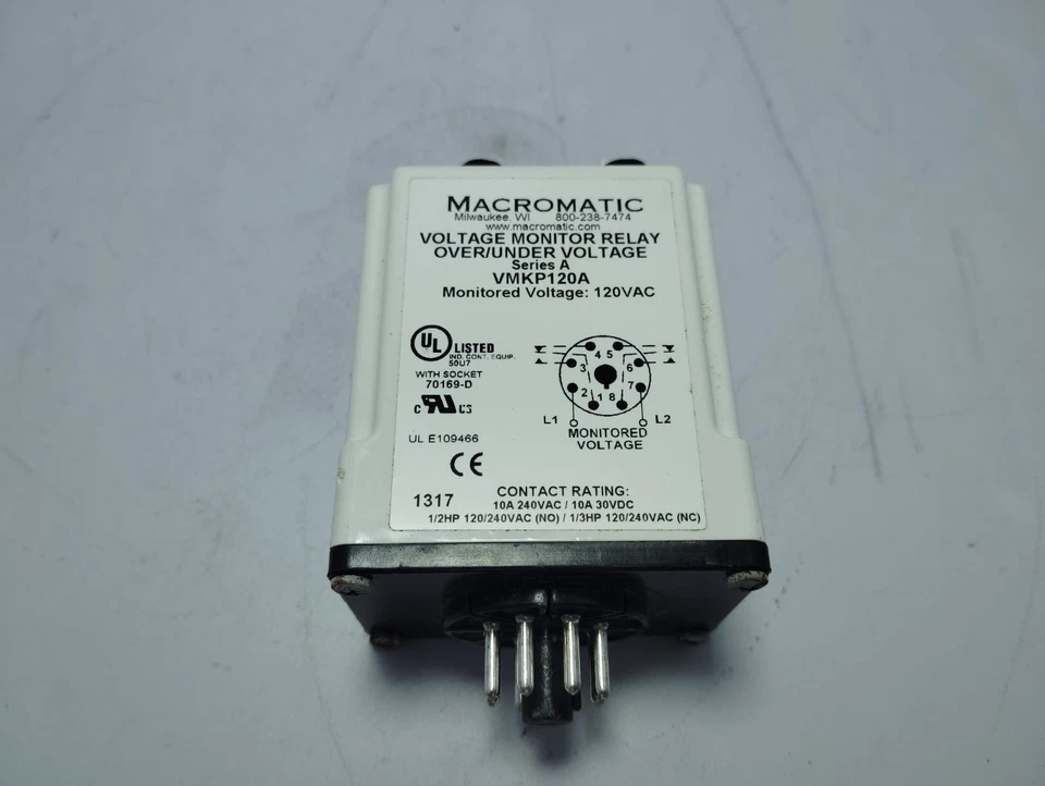 Macromatic Series A VMKP120A Voltage Monitoring Relay 120V AC - Image 4 of 4