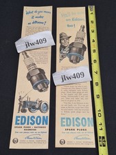 2 Vintage 1949 EDISON SPARK PLUG ADS Original Print Ad Magazine