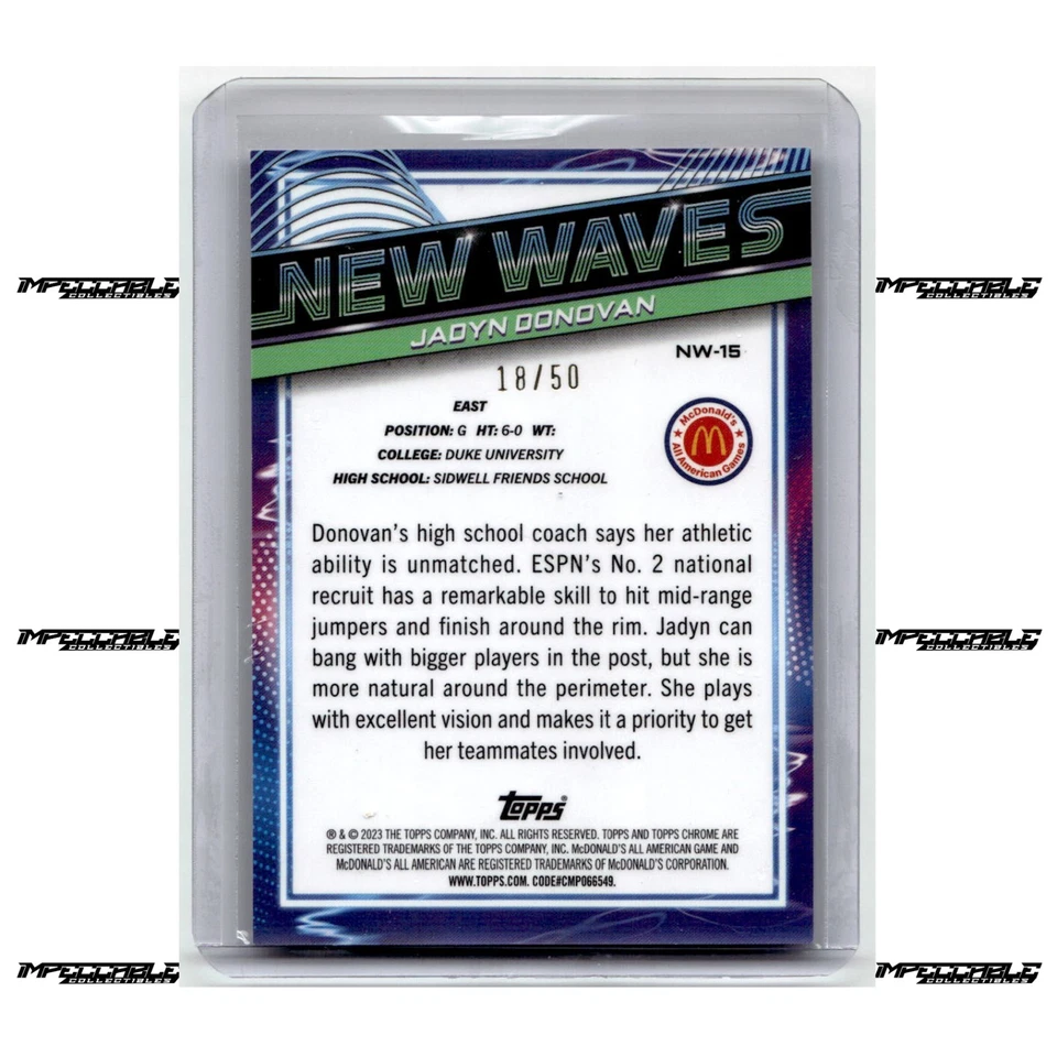 2023 Topps McDonald's A/A - New Waves Gold #NW-15 Jadyn Donovan Rookie /50 - Image 2 of 2