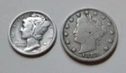 2 Strong Very Good Collectible Coins: 1883 Liberty Nickel & 1918 D Mercury Dime