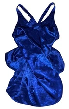 Val Mode Blue Shiny Slippery Satin Nightie Nightgown Womens M