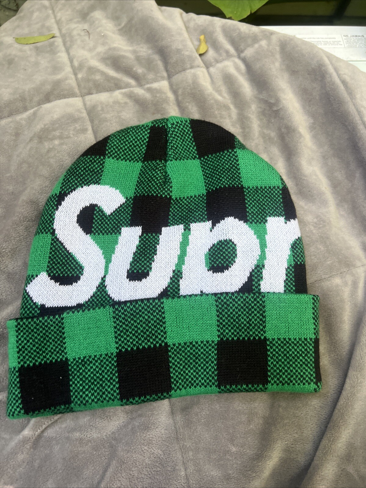 Supreme Big Logo Beanie Green Plaid FW20BN9 Winter
