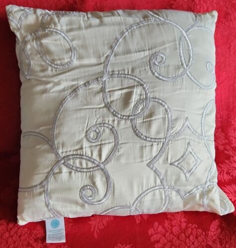 Martha Stewart Collection CREAM Silver Polyester Accent Throw Pillow 17" Square  - Picture 1 of 7