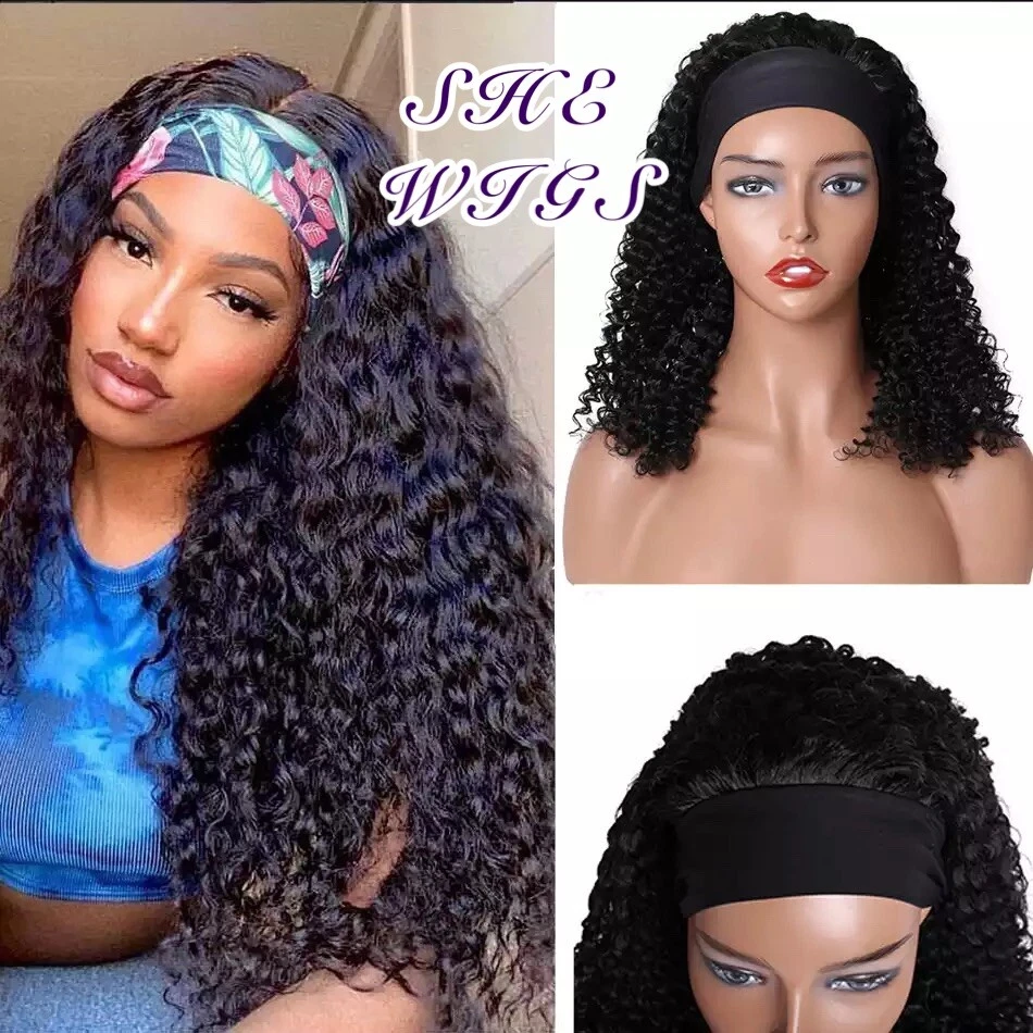 Pelucas de diadema sintética pelucas negras naturales resistentes al calor rizadas profundas disfraces  Foto 2 de 4