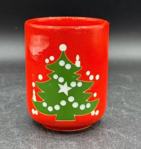 Waechtersbach CHRISTMAS TREE Short China Tumbler Cup 3 5/8" Red Germany