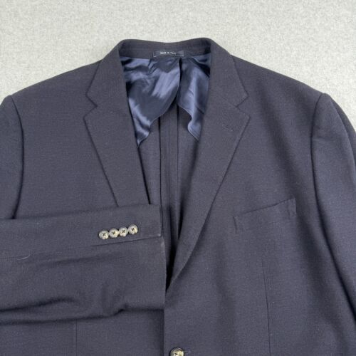 Daniel Cremieux Mens Sport Coat Blazer Two Button Navy Blue Plaid Loro Piana 52R