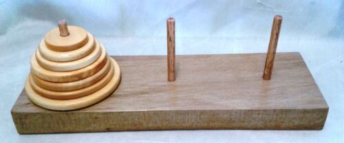 Hand Crafted Tasmanian Timber Hanoi Tower Game Strategy Mind Toy Logic Puzzle-B - Picture 1 of 6