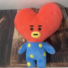 Official Line Friends TATA 12" Soft Plush BTS BT21 Blue w/ Yellow Polka Dots