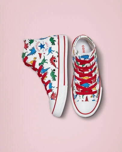 Tênis Converse Youth Chuck Taylor All Star High PS A00928F Branco/Vermelho/Azul - Imagem 2 de 2