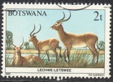 Botswana Stamp Scott 405 Used 2t Lechwe Wildlife Conservation