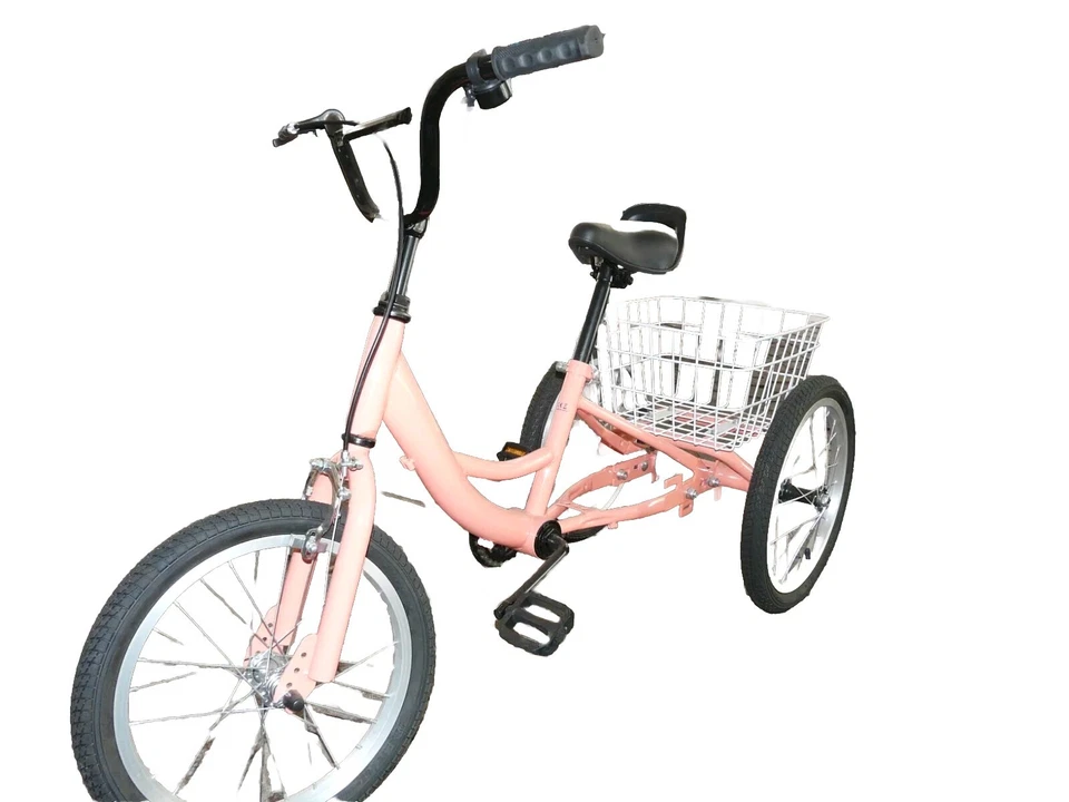 bicicletta per bambini da tre a sei anni con cestello colore rosa tre ruote nuov - Immagine 2 di 4