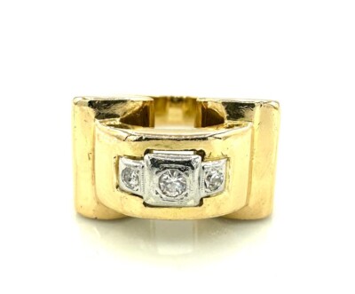 Bague Cocktail En Or 18 Carats Avec Diamants 0,12 Carat - 3,05 G, Occasion Magnifique