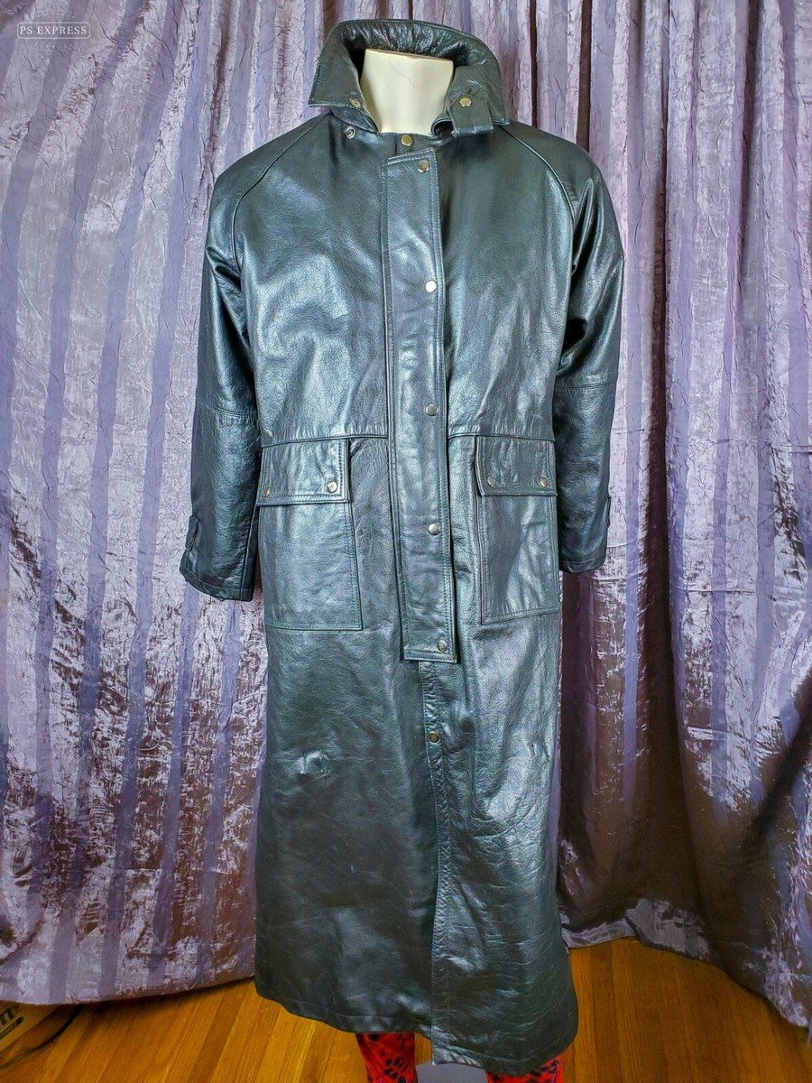 Mens Leather Duster Coat Full Length Leather Duster Trench Coat