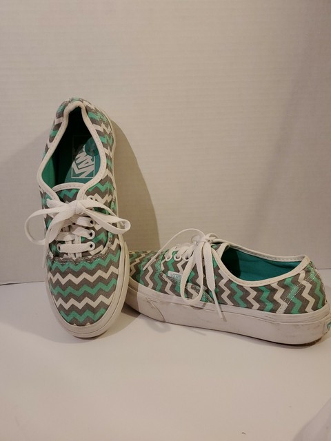 teal and gray vans
