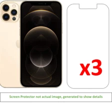 3x iPhone 12/iPhone 12 Pro Anti-Scratch Screen Protector w/ cloth