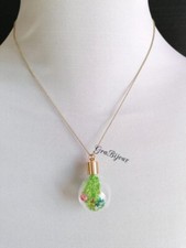 Collana ciondolo ampolla in vetro con fiori