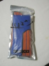 SKI SOCKS UNISEX UNBRANDED BLUE/YELLOW -BLUE/ORANGE LG IN PACK NWT 2 PAIR :B19-1