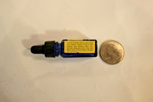 Vintage Tiny Cobalt Glass Optrex Eye Drops Bottle with Label 1 Dram Size Sample? - Picture 3 of 4