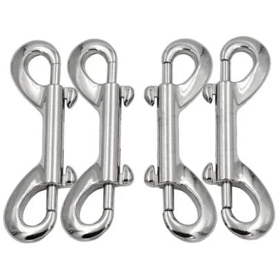 SILVER STRONG DOUBLE ENDED BOLT SNAPS HOOK 5 Pcs Double Ended Bolt Snap Hook Trigger Chain Clips for Key Chain Pet Leash