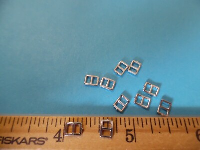 TINY METAL BUCKLES~BRIGHT SILVER~BLYTHE~4MM x 6MM~SET OF 10~DOLL BUCKLES