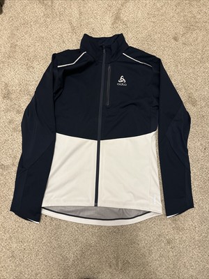 odlo dark blue White lightweight Windproof Full Zip  jacket Men s Medium New Nwt