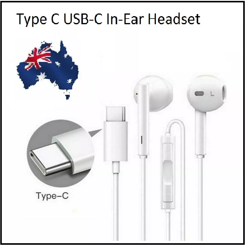 USB C to Type C Earphone with Mic In Ear Headset for all type C ports White