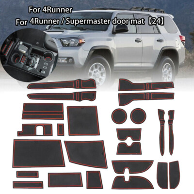 24Pcs Soft Emulsion Door Non-slip Mat Cup Holder Pad Kit Red For 4Runner 2017+
