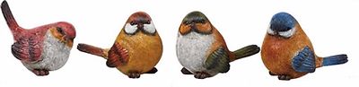 Set of 4 Multi-Color BIRD Figurines--Each has a Slightly Different Pose--Resin 