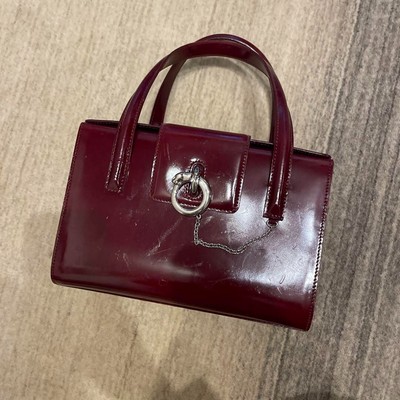 Vintage Cartier PANTHERE Wine Red Leather Handbag Used from