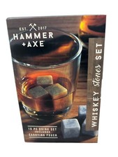 Hammer & Axe Whiskey Stones 10 piece Drink Set With Carrying Pouch NIB- i1