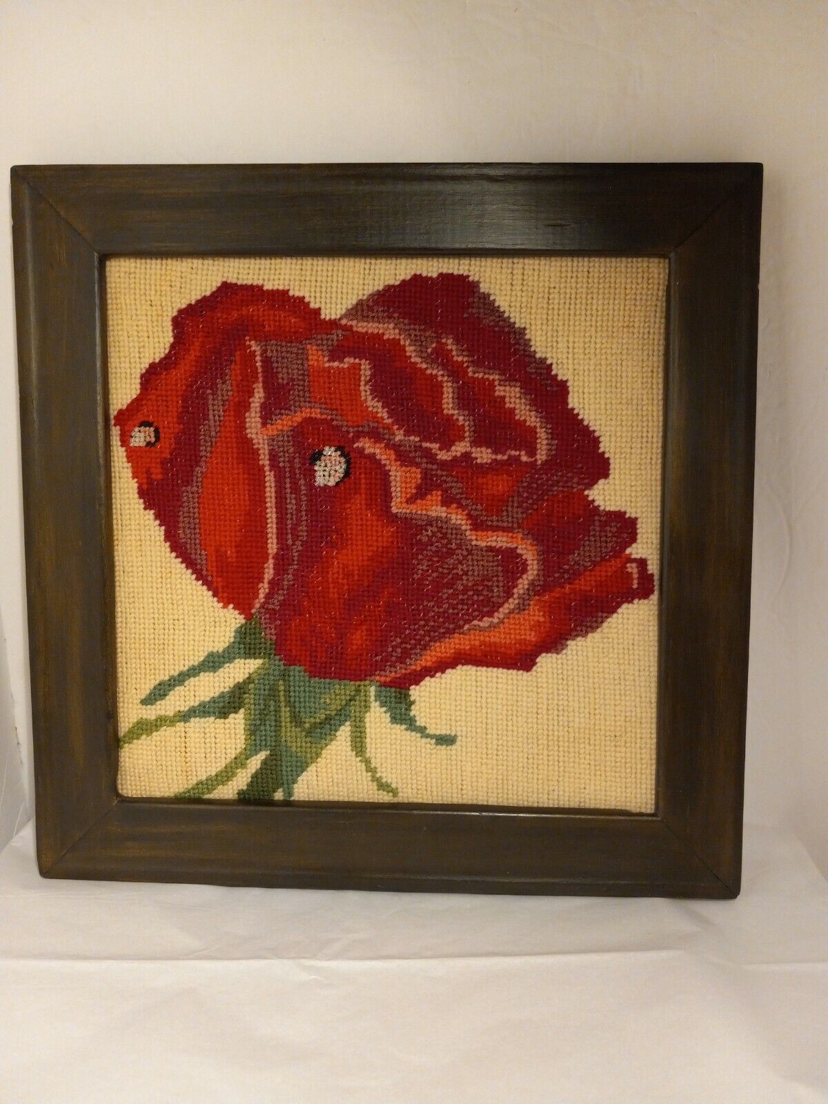 Our shop most popular Vintage Art Floral Needlepoint Square Pattern Limited Special Price 1 Framed Poppy Red